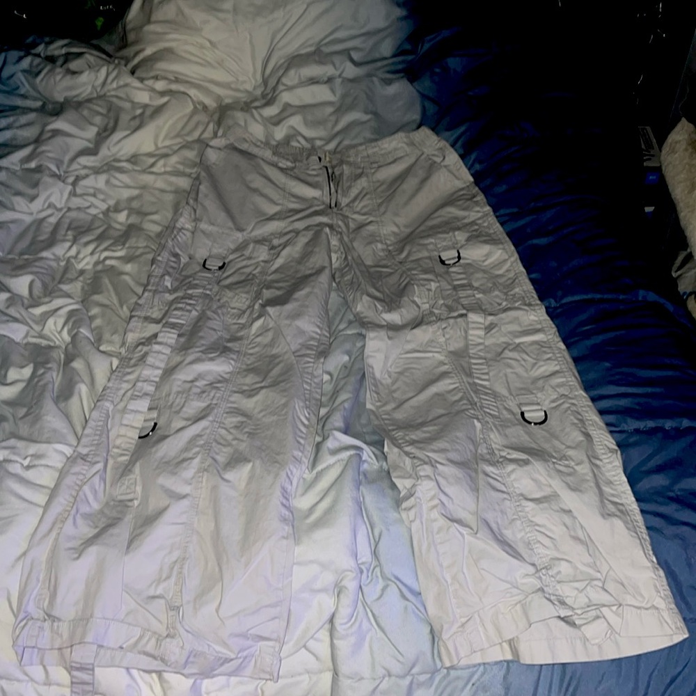 Light Gray Cargo Pants With Straps